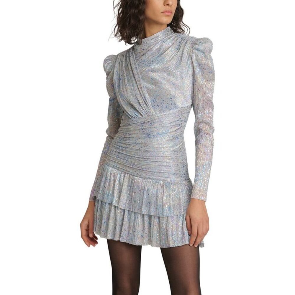 Sabina Musayev Womens Brenda Mini Dress, Silver